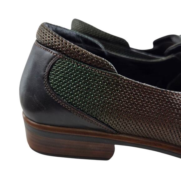 Naot Wind Loafers Womens 8 8.5 Brown Green Irridescent Adjustable Strap Academia - Picture 2 of 11